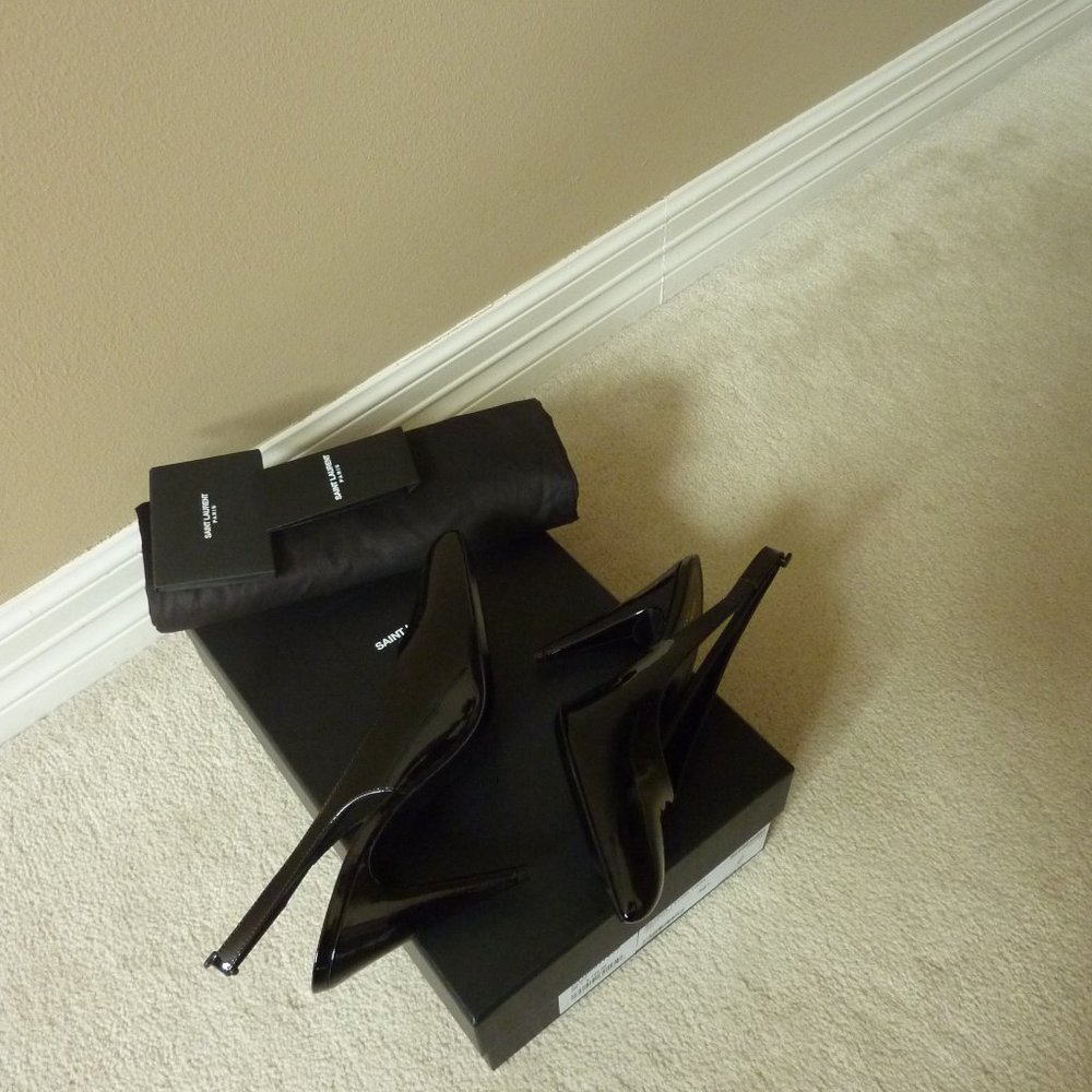 SAINT LAURENT Venus 100mm Patent Slingback High-heel Lady Pumps (Black) - NEW - Picture 3 of 14